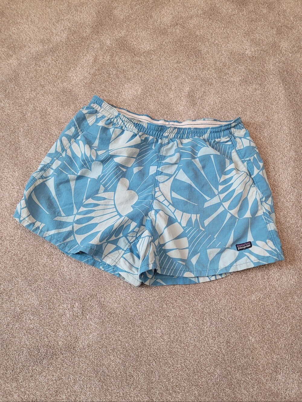 Patagonia Womens Baggie Blue Printed Shorts Size Large